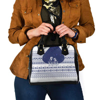 Vatican Christmas Shoulder Handbag with Holy Family Nativity Scene Snowflake Pattern and Starry Night - Wonder Print Shop