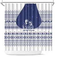 Vatican Christmas Shower Curtain with Holy Family Nativity Scene Snowflake Pattern and Starry Night - Wonder Print Shop