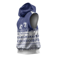Vatican Christmas Sleeveless Hoodie with Holy Family Nativity Scene Snowflake Pattern and Starry Night - Wonder Print Shop