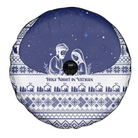 Vatican Christmas Spare Tire Cover with Holy Family Nativity Scene Snowflake Pattern and Starry Night - Wonder Print Shop