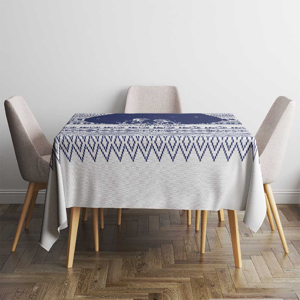 Vatican Christmas Tablecloth with Holy Family Nativity Scene Snowflake Pattern and Starry Night - Wonder Print Shop