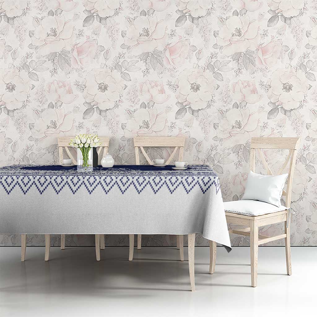 Vatican Christmas Tablecloth with Holy Family Nativity Scene Snowflake Pattern and Starry Night - Wonder Print Shop