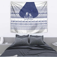 Vatican Christmas Tapestry with Holy Family Nativity Scene Snowflake Pattern and Starry Night - Wonder Print Shop