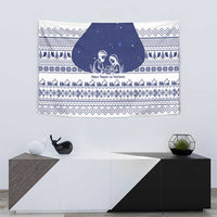 Vatican Christmas Tapestry with Holy Family Nativity Scene Snowflake Pattern and Starry Night - Wonder Print Shop