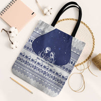 Vatican Christmas Tote Bag with Holy Family Nativity Scene Snowflake Pattern and Starry Night - undefined