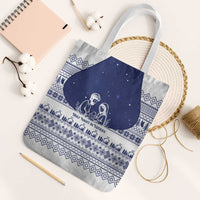 Vatican Christmas Tote Bag with Holy Family Nativity Scene Snowflake Pattern and Starry Night - undefined