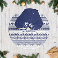 Vatican Christmas Tree Skirt with Holy Family Nativity Scene Snowflake Pattern and Starry Night - Wonder Print Shop