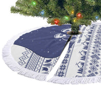 Vatican Christmas Tree Skirt with Holy Family Nativity Scene Snowflake Pattern and Starry Night - Wonder Print Shop