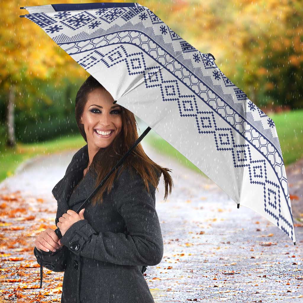 Vatican Christmas Umbrella with Holy Family Nativity Scene Snowflake Pattern and Starry Night - Wonder Print Shop