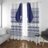 Vatican Christmas Window Curtain with Holy Family Nativity Scene Snowflake Pattern and Starry Night - Wonder Print Shop