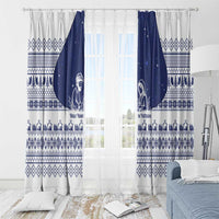 Vatican Christmas Window Curtain with Holy Family Nativity Scene Snowflake Pattern and Starry Night - Wonder Print Shop