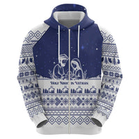 Vatican Christmas Zip Hoodie with Holy Family Nativity Scene Snowflake Pattern and Starry Night - Wonder Print Shop