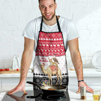Yemen Christmas Apron with Camel Leopard Falcon Red Black White Snowflake - Wonder Print Shop