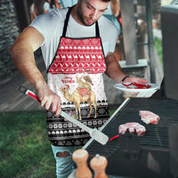Yemen Christmas Apron with Camel Leopard Falcon Red Black White Snowflake - Wonder Print Shop