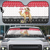 Yemen Christmas Auto Sun Shade with Camel Leopard Falcon Red Black White Snowflake - Wonder Print Shop