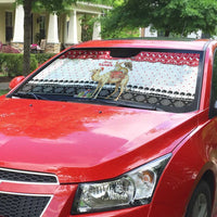 Yemen Christmas Auto Sun Shade with Camel Leopard Falcon Red Black White Snowflake - Wonder Print Shop
