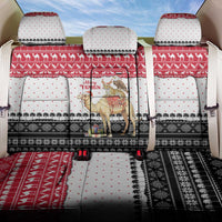 Yemen Christmas Back Car Seat Cover with Camel Leopard Falcon Red Black White Snowflake - Wonder Print Shop