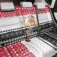 Yemen Christmas Back Car Seat Cover with Camel Leopard Falcon Red Black White Snowflake - Wonder Print Shop
