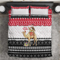 Yemen Christmas Bedding Set with Camel Leopard Falcon Red Black White Snowflake - Wonder Print Shop