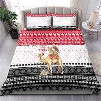 Yemen Christmas Bedding Set with Camel Leopard Falcon Red Black White Snowflake - Wonder Print Shop