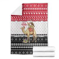 Yemen Christmas Blanket with Camel Leopard Falcon Red Black White Snowflake - Wonder Print Shop