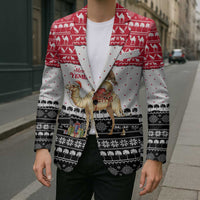 Yemen Christmas Blazer with Camel Leopard Falcon Red Black White Snowflake - Wonder Print Shop