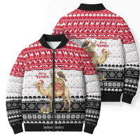 Yemen Christmas Bomber Puffer Jacket with Camel Leopard Falcon Red Black White Snowflake - Wonder Print Shop