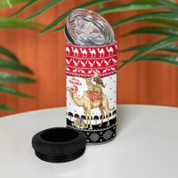 Yemen Christmas 4 in 1 Can Cooler Tumbler with Camel Leopard Falcon Red Black White Snowflake - Wonder Print Shop