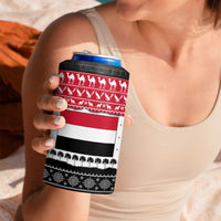 Yemen Christmas 4 in 1 Can Cooler Tumbler with Camel Leopard Falcon Red Black White Snowflake - Wonder Print Shop