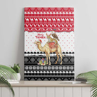 Yemen Christmas Canvas Wall Art with Camel Leopard Falcon Red Black White Snowflake - undefined