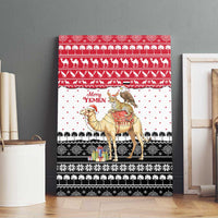 Yemen Christmas Canvas Wall Art with Camel Leopard Falcon Red Black White Snowflake - undefined