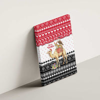 Yemen Christmas Canvas Wall Art with Camel Leopard Falcon Red Black White Snowflake - undefined