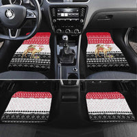 Yemen Christmas Car Mats with Camel Leopard Falcon Red Black White Snowflake - Wonder Print Shop
