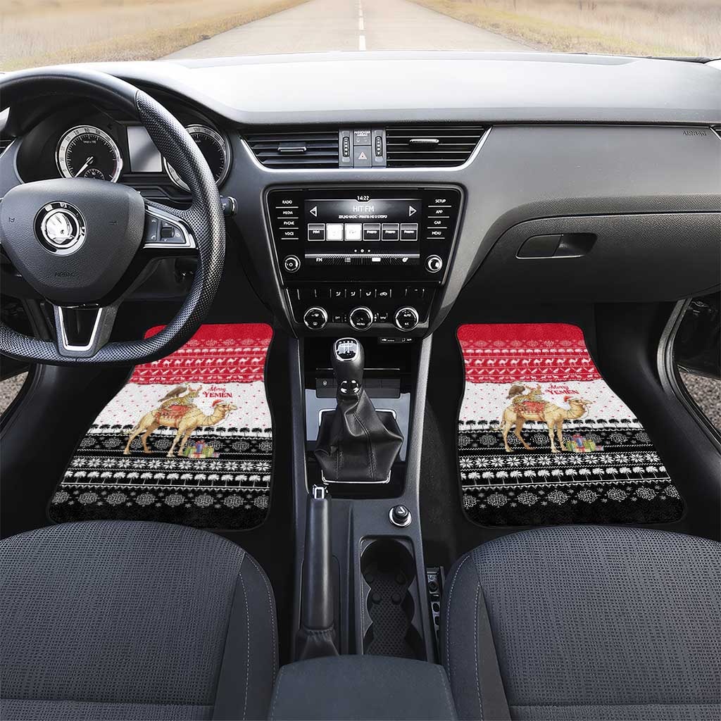 Yemen Christmas Car Mats with Camel Leopard Falcon Red Black White Snowflake - Wonder Print Shop