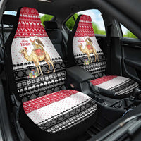 Yemen Christmas Car Seat Cover with Camel Leopard Falcon Red Black White Snowflake - Wonder Print Shop