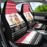 Yemen Christmas Car Seat Cover with Camel Leopard Falcon Red Black White Snowflake - Wonder Print Shop