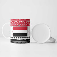 Yemen Christmas Ceramic Mug with Camel Leopard Falcon Red Black White Snowflake - Wonder Print Shop