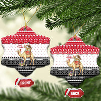 Yemen Christmas Ceramic Ornament with Camel Leopard Falcon Red Black White Snowflake - Wonder Print Shop