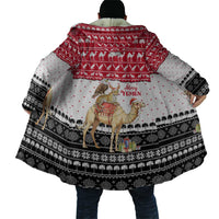 Yemen Christmas Cloak with Camel Leopard Falcon Red Black White Snowflake - Wonder Print Shop