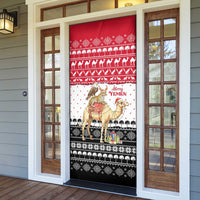 Yemen Christmas Door Cover with Camel Leopard Falcon Red Black White Snowflake - Wonder Print Shop