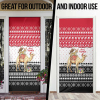 Yemen Christmas Door Cover with Camel Leopard Falcon Red Black White Snowflake - Wonder Print Shop