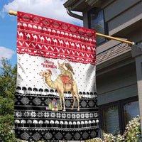 Yemen Christmas Garden Flag with Camel Leopard Falcon Red Black White Snowflake - Wonder Print Shop