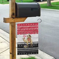 Yemen Christmas Garden Flag with Camel Leopard Falcon Red Black White Snowflake - Wonder Print Shop