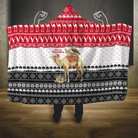 Yemen Christmas Hooded Blanket with Camel Leopard Falcon Red Black White Snowflake - Wonder Print Shop