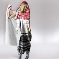 Yemen Christmas Hooded Blanket with Camel Leopard Falcon Red Black White Snowflake - Wonder Print Shop