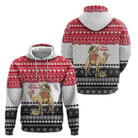 Yemen Christmas Hoodie with Camel Leopard Falcon Red Black White Snowflake - Wonder Print Shop