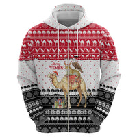 Yemen Christmas Hoodie with Camel Leopard Falcon Red Black White Snowflake - Wonder Print Shop