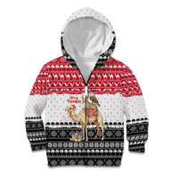 Yemen Christmas Kid Hoodie with Camel Leopard Falcon Red Black White Snowflake - Wonder Print Shop