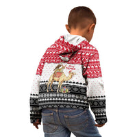 Yemen Christmas Kid Hoodie with Camel Leopard Falcon Red Black White Snowflake - Wonder Print Shop