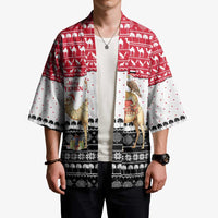 Yemen Christmas Kimono with Camel Leopard Falcon Red Black White Snowflake - Wonder Print Shop